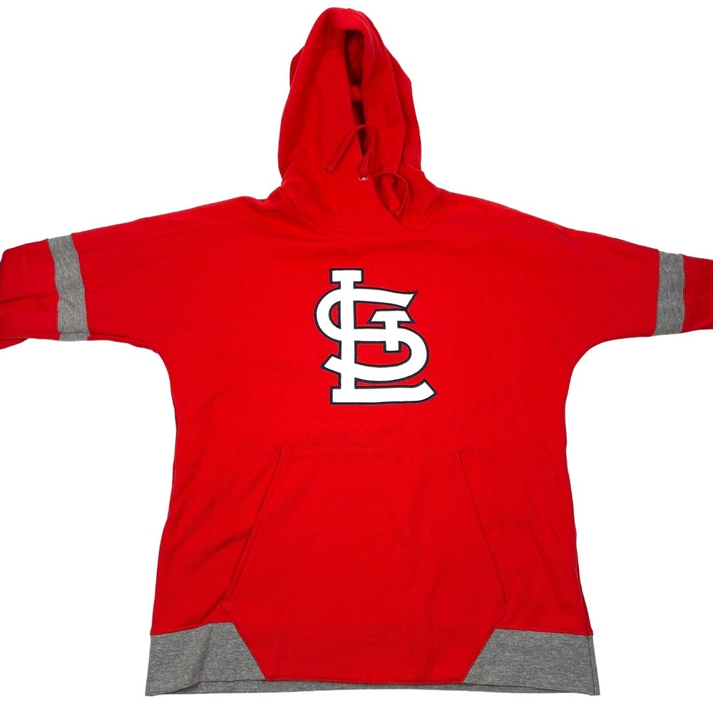 Fanatics St Louis Cardinals Pull Over Hoodie Womens Sz L Red Gray Kangaroo Pouch
